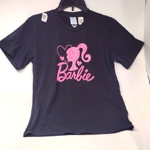 Mattel Barbie Girl's Black and Pink Short Sleeve Tee